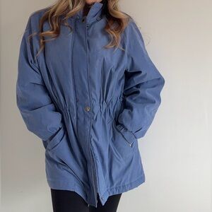 Vintage Liz Claiborne 90s Sky Blue Utility Parka Jacket Size M